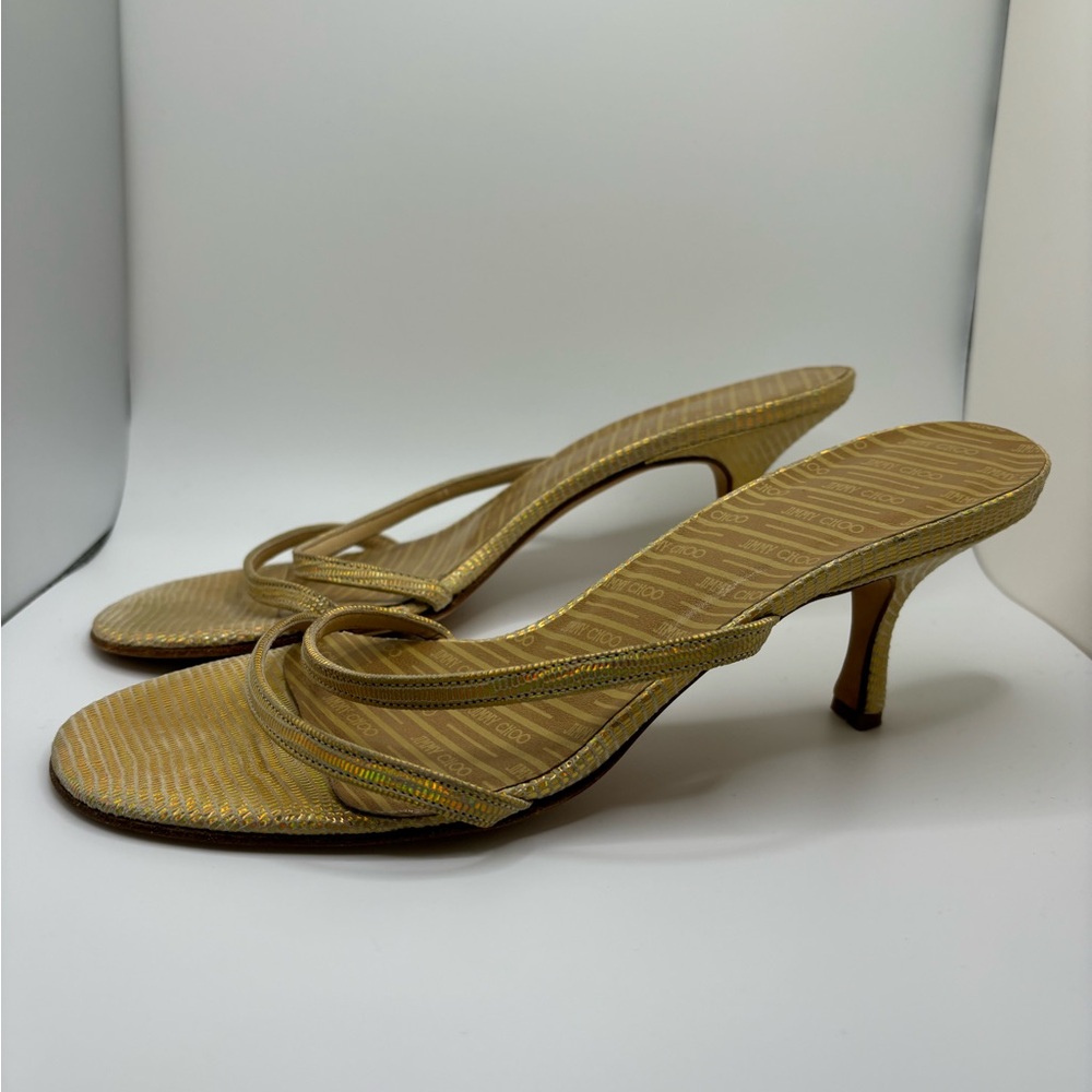 Jimmy Choo Gold Strappy Heels - Picture 5 of 16